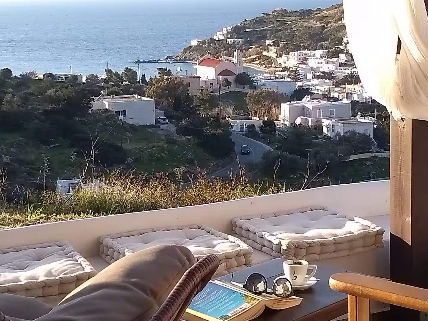 Morning coffee with the amazing view-Silvermoon-luxury-house-syros