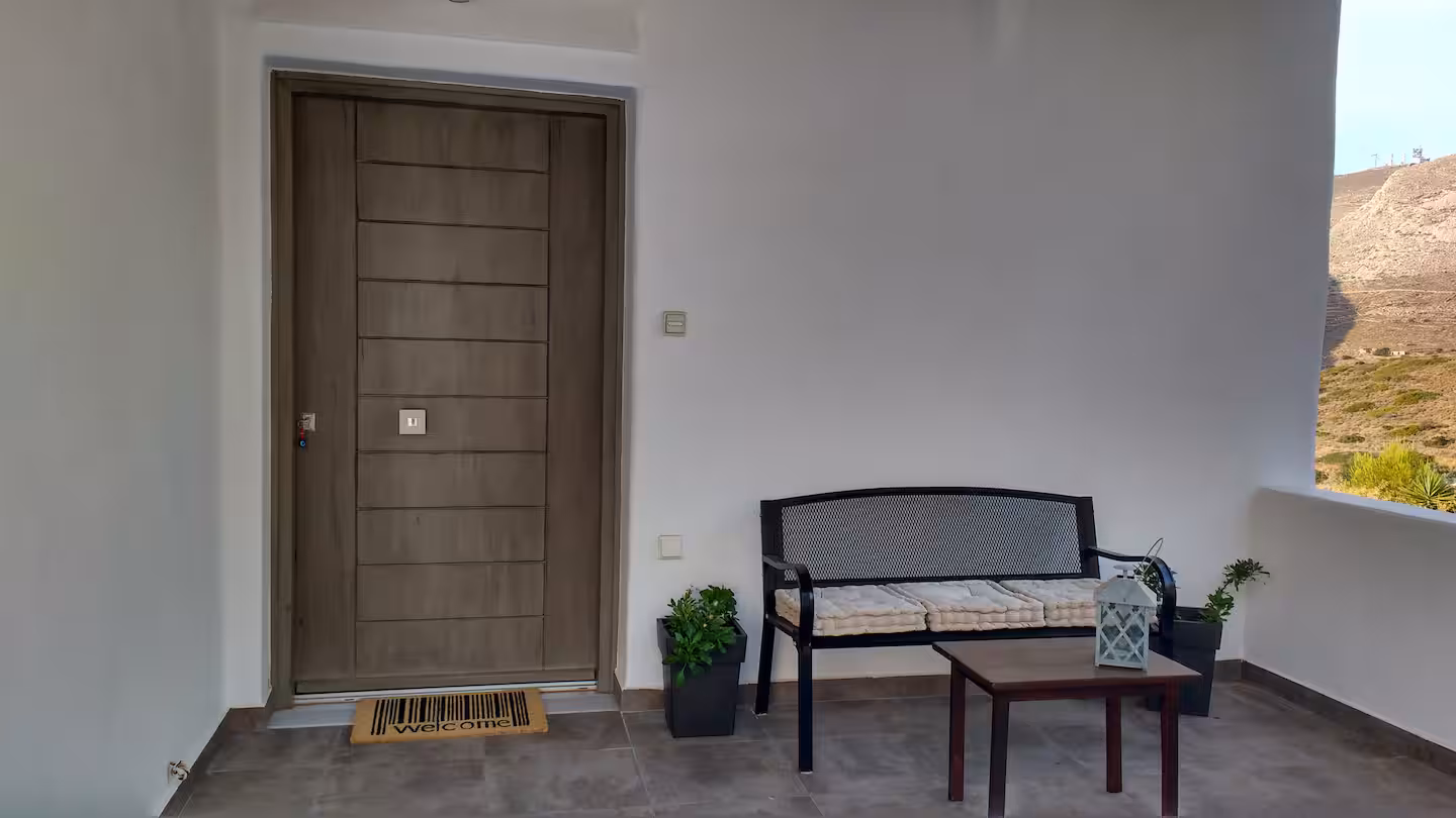 Silvermoon-syros-the second veranta of the house and the main entrance